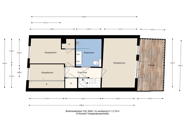 Plattegrond - Buitenwatersloot 122, 2613 SV Delft - Buitenwatersloot 122_1e verdieping.jpg